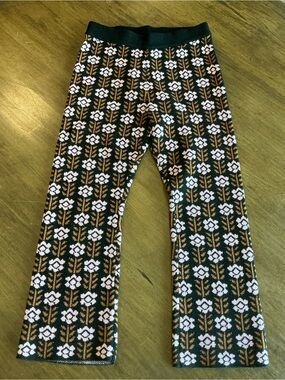 Polagram Black Knit Pant with Pink and Brown Detail